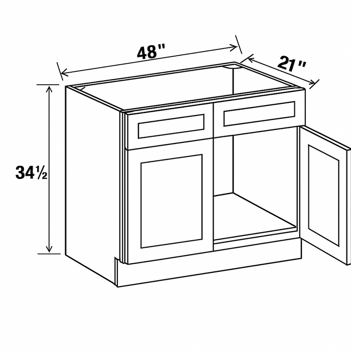Vanity Sink Base , 48" , Shaker , Wood Grey