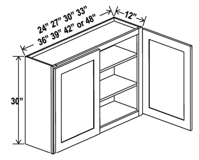 Wall Cabinet , 36" x 30" , Shaker , PVC White