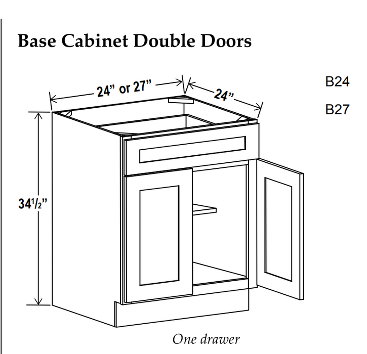 Kitchen Base , 27" , Shaker , Wood Grey