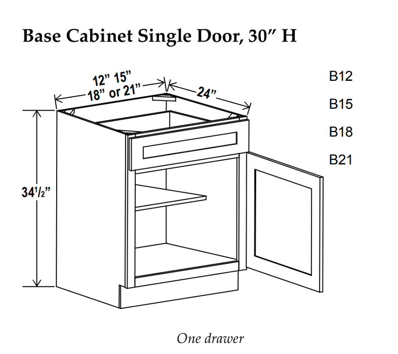 Kitchen Base , 21" , Shaker , Wood White