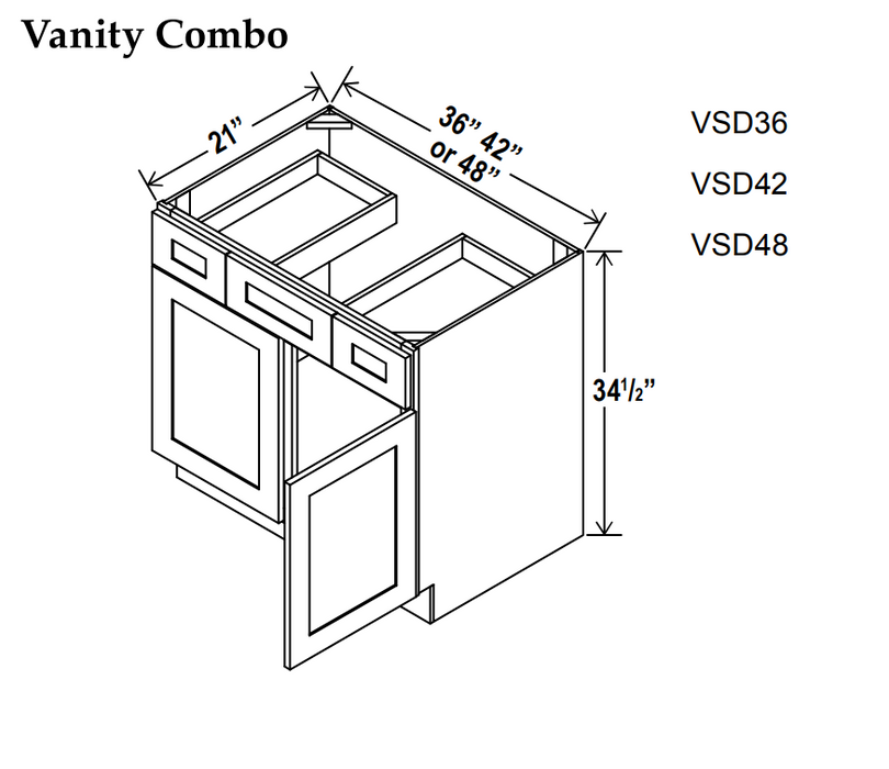 Vanity Sink Drawer Base , 36" , Shaker , Wood Grey