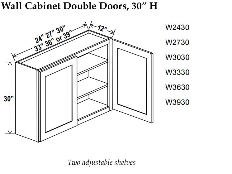 Wall Cabinet , 39" x 30" , Shaker , Wood White