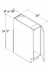 Kitchen Base , 9" , Shaker , Wood White
