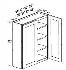 Wall Cabinet , 39" x 42" , Shaker , Wood White