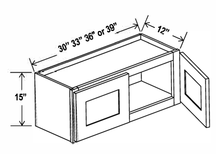 Wall Cabinet , 30" x 15" , Shaker, Wood Grey