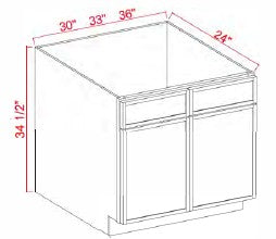 Kitchen Sink Base , 30" , Shaker , Wood White