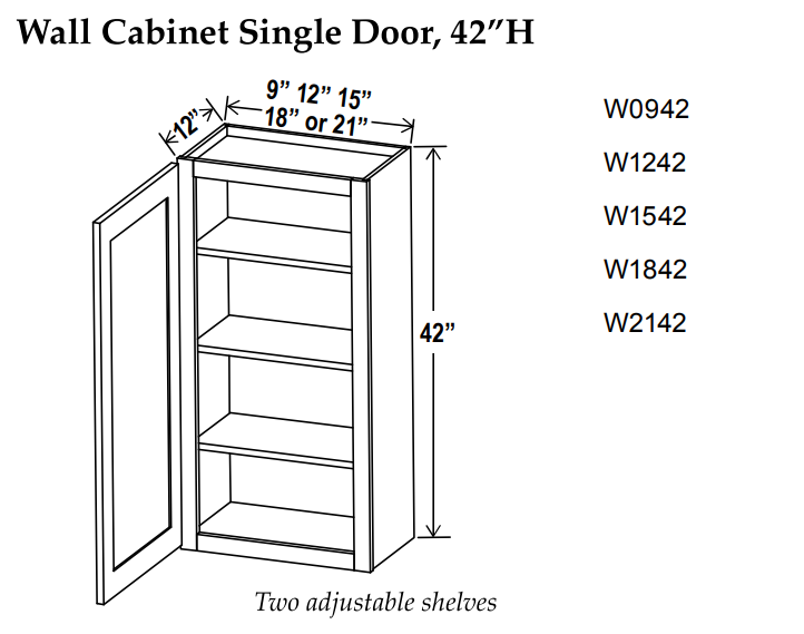 Wall Cabinet , 21" x 42" , Shaker , Wood White