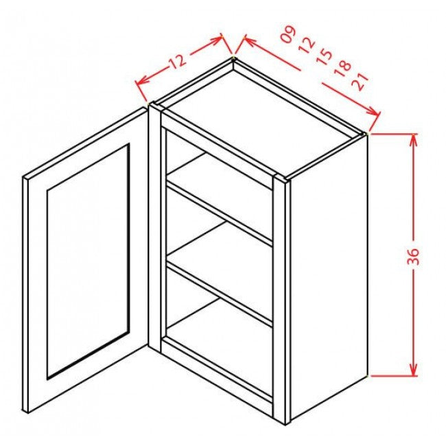 Wall Cabinet , 18" x 36" , Shaker , Wood White