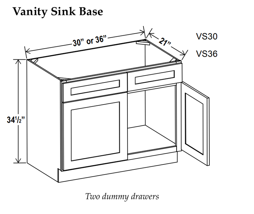 Vanity Sink Base , 36" , Shaker , Wood Grey