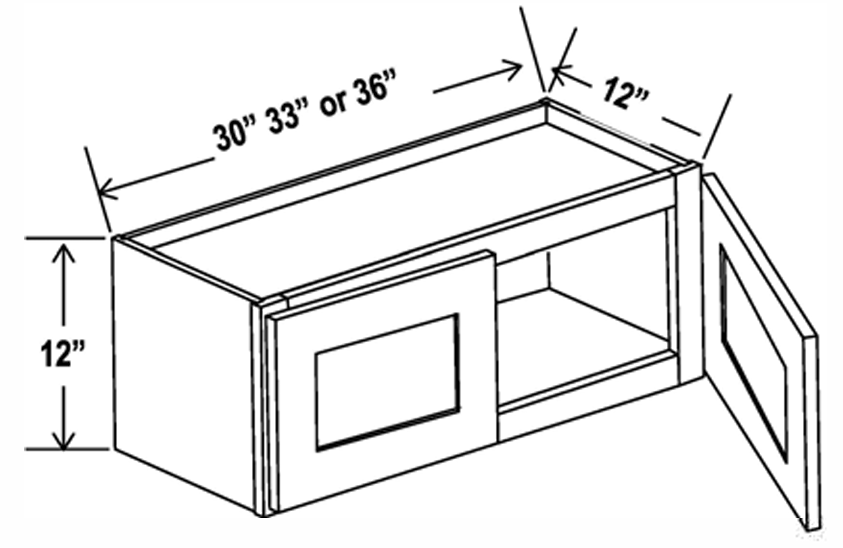 Wall Cabinet , 30" x 12" , Shaker , Wood White