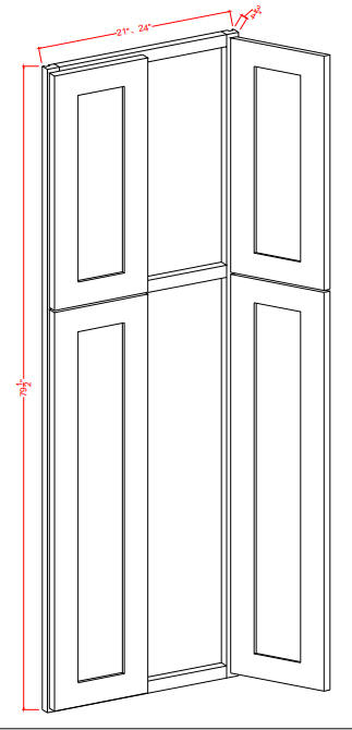 Face Frame , 21" x 84" , Doors and Frame Only , Shaker , PVC White
