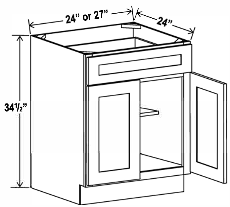 Kitchen Base , 24" , Shaker , PVC White