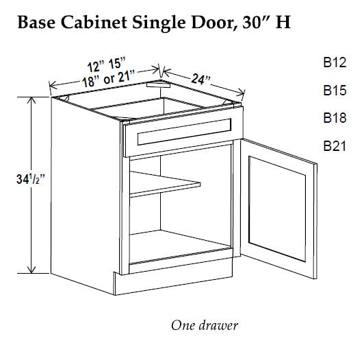 Kitchen Base , 12" , Shaker , Wood Grey