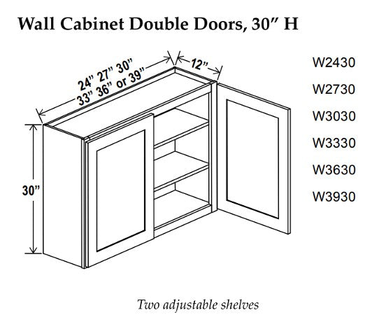 Wall Cabinet , 30" x 30" , Shaker, Wood Grey
