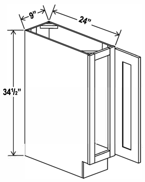 Kitchen Base , 9" , Shaker , PVC White