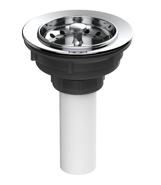 Sink Strainer , Plastic , with 4" PVC Tube , Polished Chrome