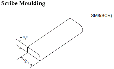 Scribe Moulding , 96" W x 1/4" H x 5/8" D , Shaker , Wood Grey