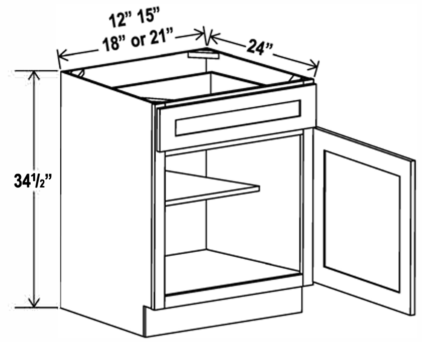 Kitchen Base , 12" , Shaker , Wood Grey