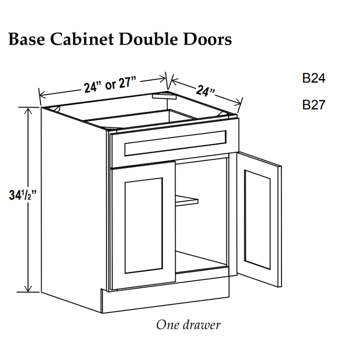Kitchen Base , 24" , Shaker , Wood White