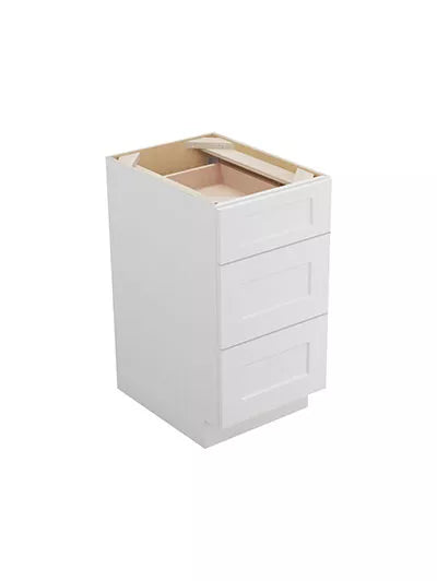Vanity 3 Drawer Base , 18" , Shaker , Wood White