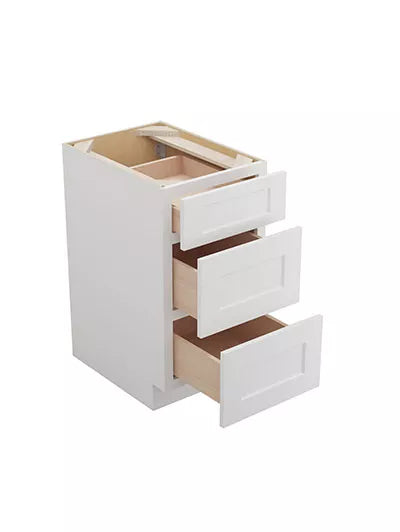 Vanity 3 Drawer Base , 18" , Shaker , Wood White