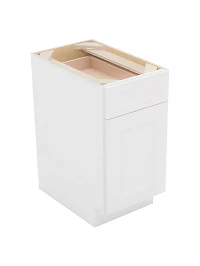 Kitchen Base , 15" , Shaker , Wood White
