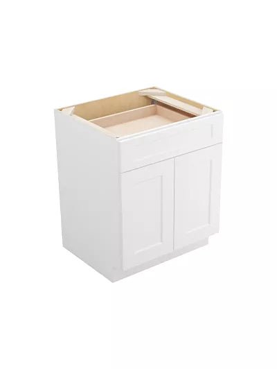 Kitchen Base , 27" , Shaker , Wood White