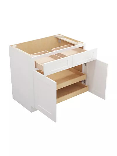 Kitchen Base , 36" , Shaker , Wood White