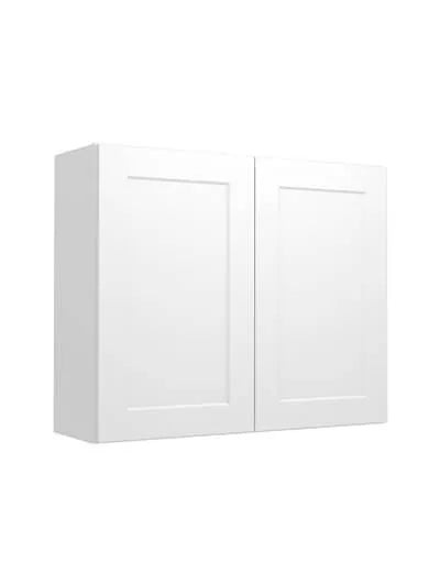 Wall Cabinet , 33" x 36" , Double Door , Shaker , Wood White