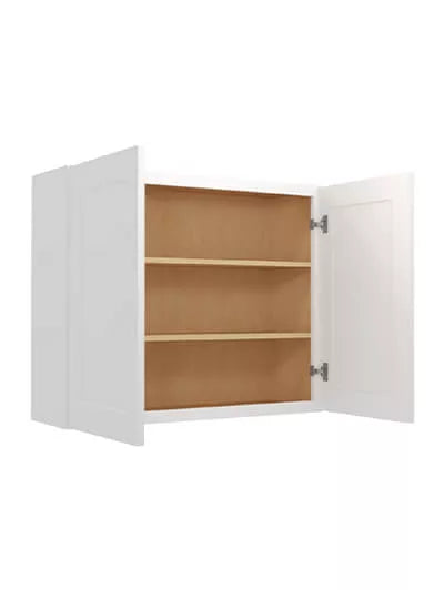 Wall Cabinet , 33" x 36" , Double Door , Shaker , Wood White
