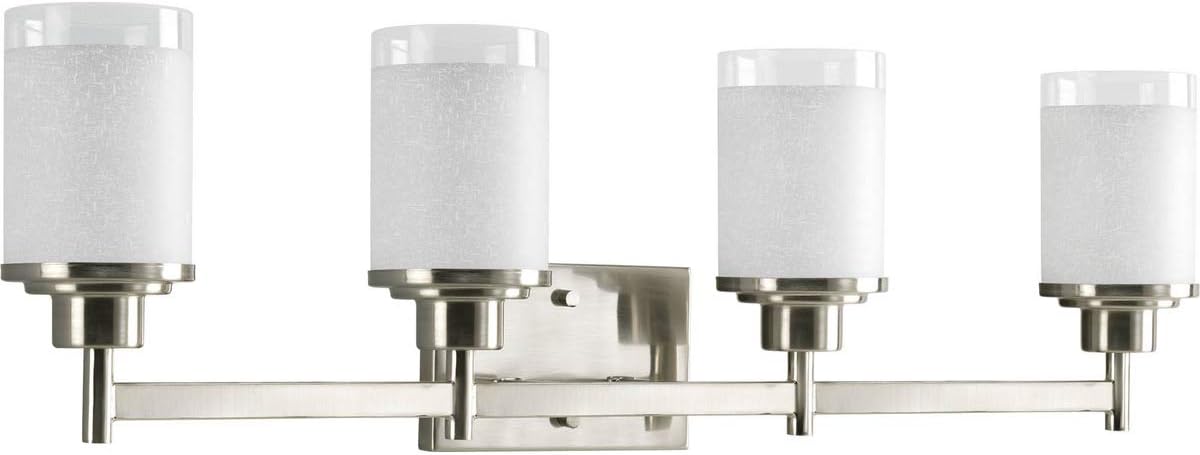 Vanity Light , 4 Light, Cylindrical Frosted Glass, Brushed Nickel