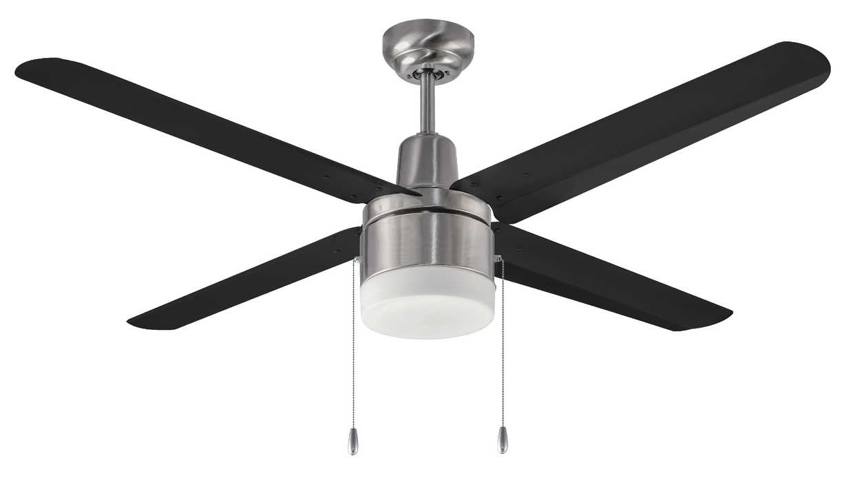 Ceiling Fan , 48" , 4 Black Metal Blades, Brushed Nickel