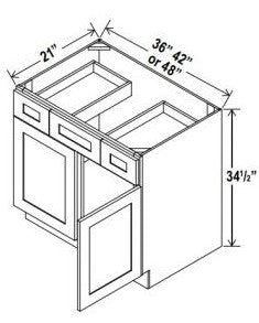 Vanity Sink Drawer Base , 38" , Shaker , Wood Grey
