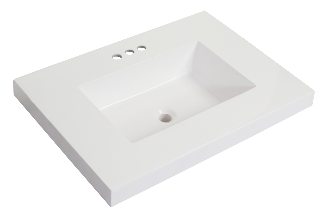 Floating Single Sink Vanity Top , 22" x 31" , White