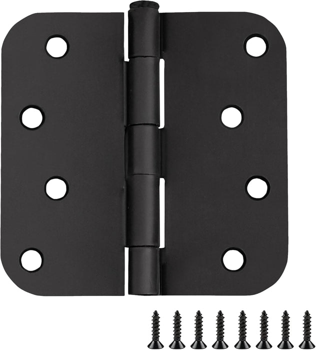 Door Hinge , 4''x 4'' Rounded , 5/8" Radius , Exterior , Matte Black