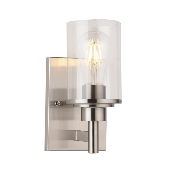 Vanity Light , 1 Light , Cylindrical Glass , Brushed Nickel