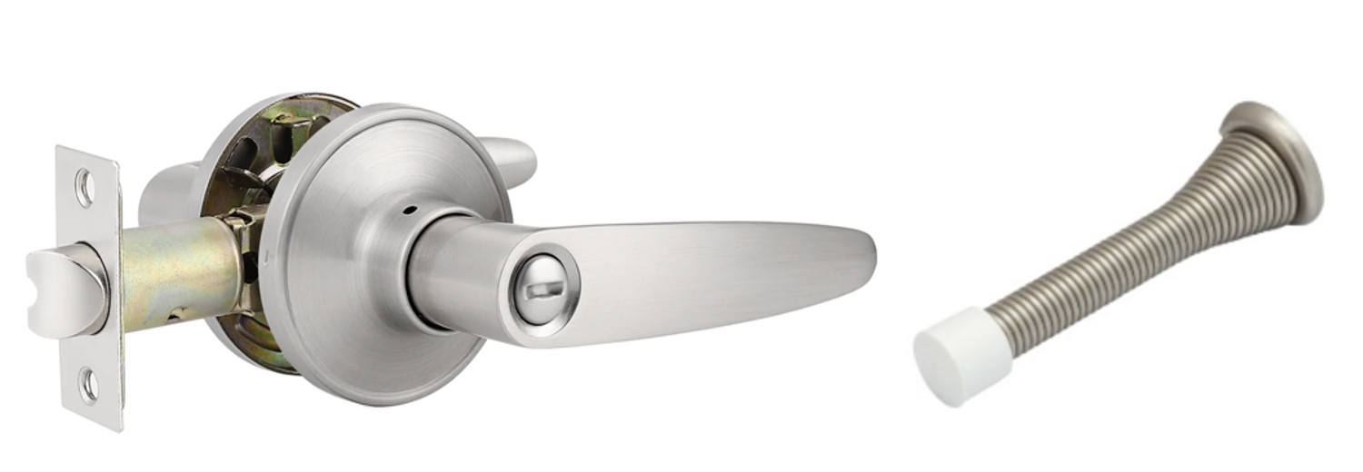 Door Lever , Circle Style , Privacy , w/Door Stop , Brushed Nickel