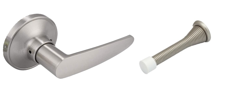 Door Lever , Circle Style , Dummy , w/Door Stop , Brushed Nickel