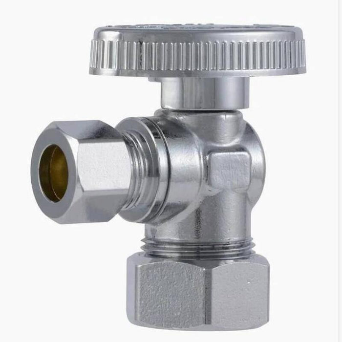 Angle Valve, 1/2" Non-Compression x 3/8" OD Compression Outlet , Brass