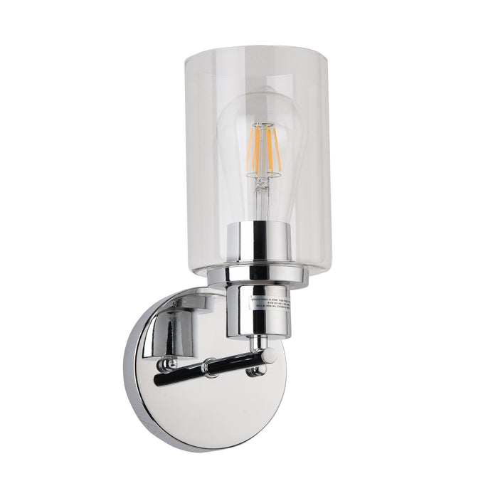 Vanity Light , 1 Light , Cylindrical Glass , Polished Chrome
