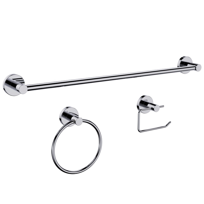 Bathroom Accessory Kit, 3 Piece , Polished Chrome