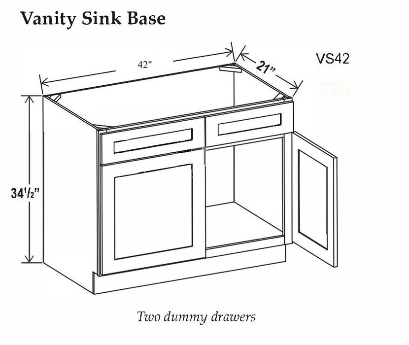 Vanity Sink Base , 42" , Shaker , Wood Grey