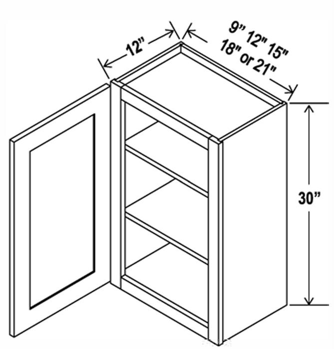 Wall Cabinet , 9" x 30" , Shaker , PVC White